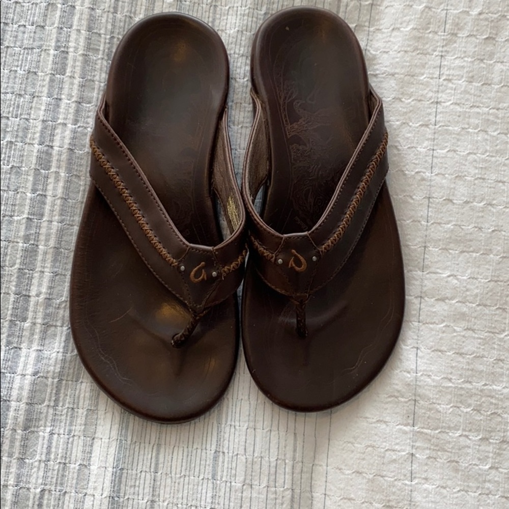 Men’s Olukai Leather Flip Flops